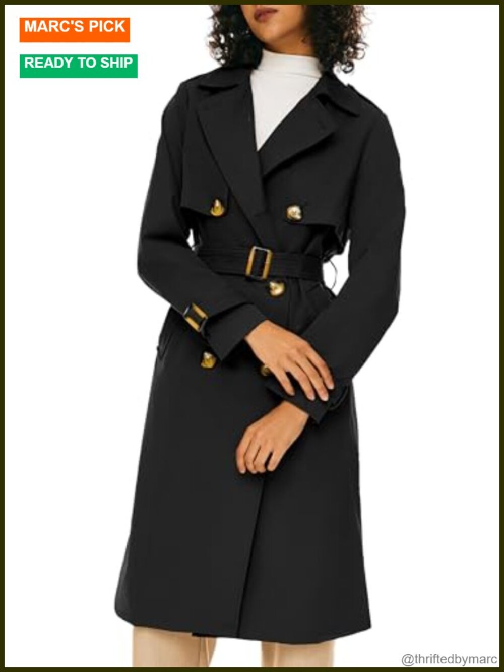 Orolay Women's 3/4 Length Double Breasted Trench Coat with Belt